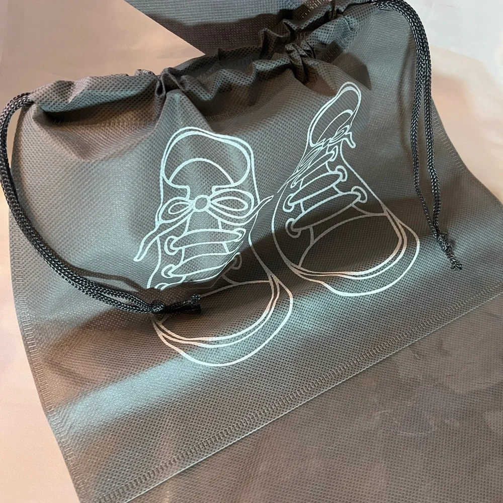 SHOE TRAVEL BAGS Set of 2 Gray  Drawstring Closure Great for Travel.